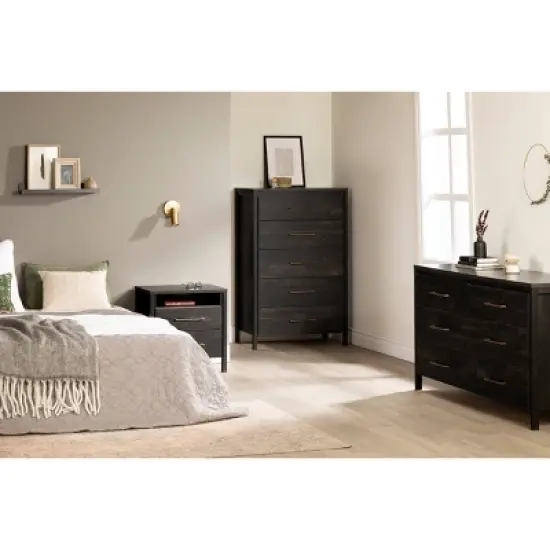 Gravity 2 Drawer Nightstand Rubbed Black - South Shore image {2}