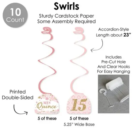 Big Dot of Happiness Mis Quince Anos - Quinceanera Sweet 15 Birthday Party Supplies Decoration Kit - Decor Galore Party Pack - 51 Pieces image {3}