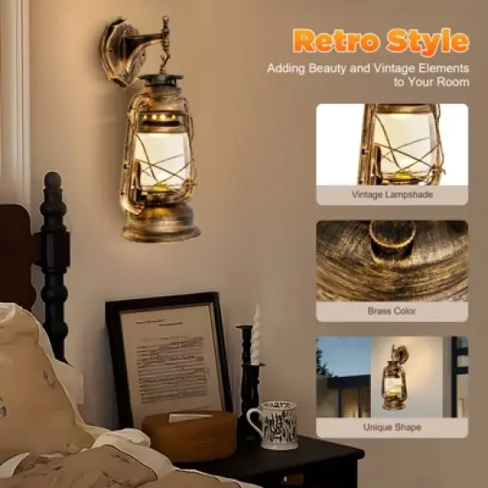 YIYIBYUS Rusted 1-Light Outdoor Wall Sconces Porch Patio Wall Lamp image {3}