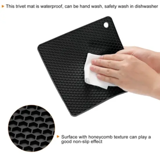 Unique Bargains Silicone Heat Resistant Trivet Mats 4 Pcs image {3}