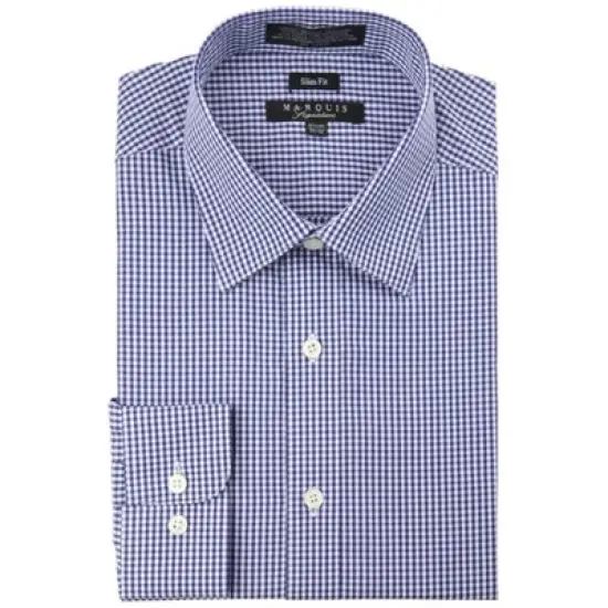 Marquis Men's Checkered Long Sleeve Slim Fit Dress Shirt Size S To XXL image {3}