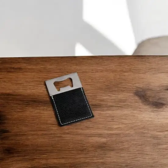 Slickblue 3.5" Leatherette & Stainless Steel Bottle Opener, Available in Navy, Black, Grey & Caramel image {2}