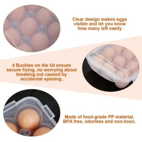 2Pcs Egg Holder Stackable Plastic Egg Storage Box Egg Rack for Refrigerator with 18 Cavity Per Container Dishwasher Safe image {1}