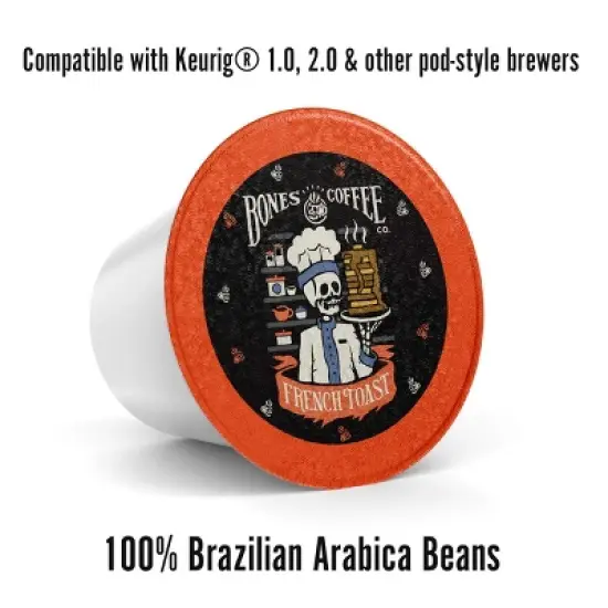 Bones Coffee Company French Toast Sweet & Buttery Flavor 12 ct Single-Serve Bones Cups Coffee Pods Compatible with Keurig Coffee Maker image {3}