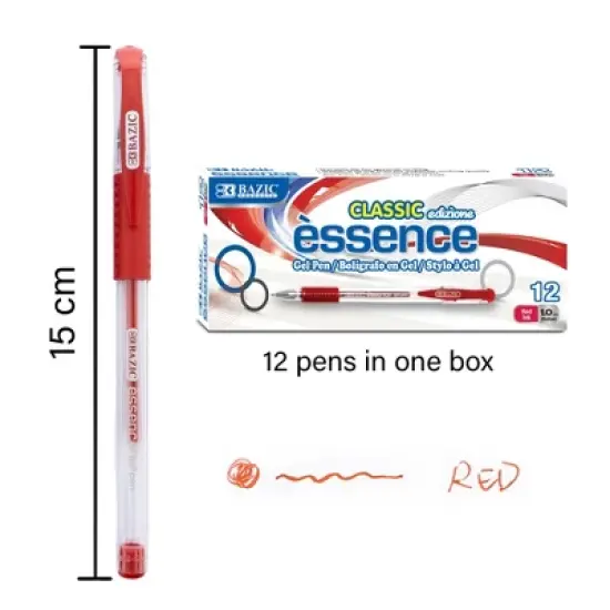 BAZIC Products&reg; Essence Gel Pen with Cushion Grip, Red, 12 Per Box, 6 Boxes image {2}