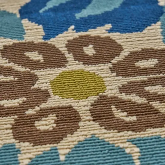 Wildwood Floral Outdoor Rug Ivory/Blue - Christopher Knight Home image {3}