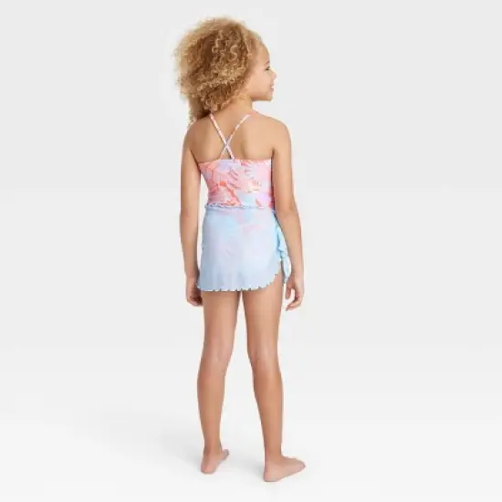 Girls' Tropic Oasis One Piece Swimwear Set with Skirt - art class&trade; image {3}
