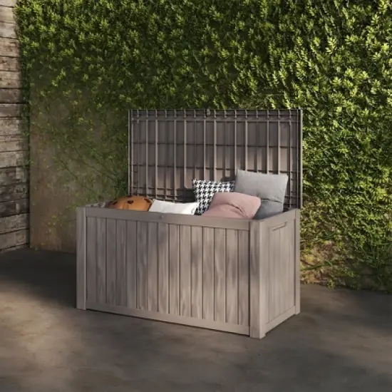 Decksplore150 Gallon Resin Deck Box, Waterproof Ourdoor Storage Container for Pool Accessories, Patio Garden Tools image {4}