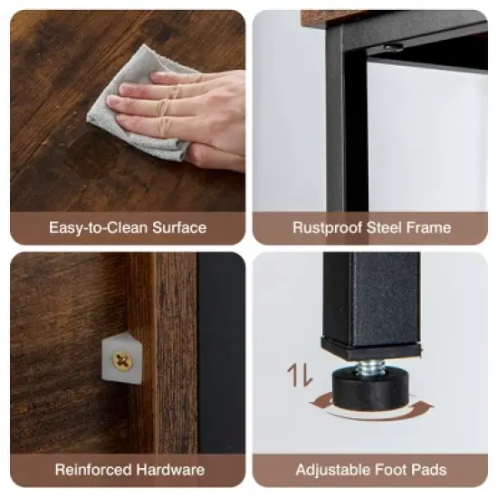 Costway Buffet Sideboard Kitchen Storage Cabinet Open Shelf w/ 3 Compartments Black\Rustic image {7}