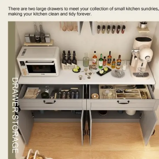 Famapy Split Kitchen Pantry Cabinet Storage Cupboard image {7}