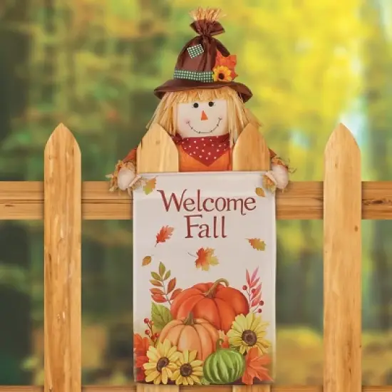 Collections Etc Harvest Scarecrow Welcome Fall Wall Flag 18 X 8 X 33 image {1}