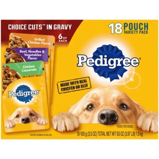 Pedigree Pouch Choice Cuts In Gravy Wet Dog Food - 3.5oz/18ct
 image {5}
