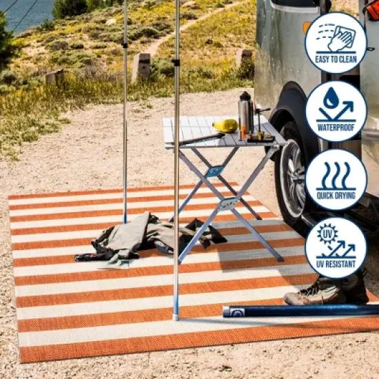 Negril Two-Tone Wide Stripe Indoor/Outdoor Area Rug - JONATHAN Y image {9}