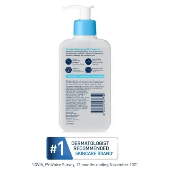 CeraVe SA Face Wash Salicylic Acid Cleanser with Hyaluronic Acid and Niacinamide image {5}