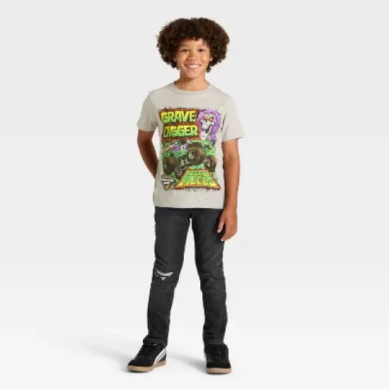 Boys' Monster Jam Grave Digger Short Sleeve Graphic T-Shirt - Gray image {3}