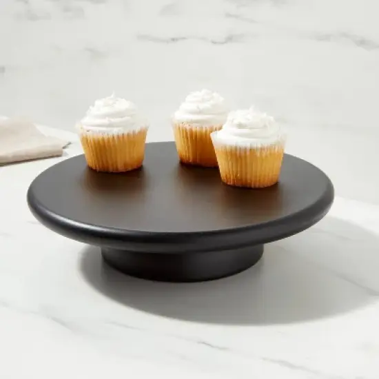 10.9" Acacia Modern Cake Stand Black - Threshold&trade; image {1}