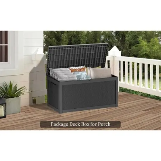 Decksplore 55/120/180/230/260 Gal Deck Box Outdoor Storage Box Patio Gardening Tools Water and UV Resistant for Patio image {8}