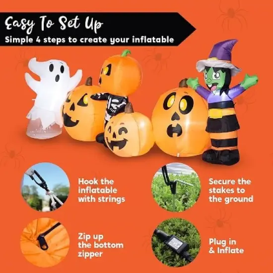 Joyfy 8 FT Long Halloween Inflatable Outdoor Decorations, Halloween Characters and Pumpkin Inflatables with LEDs for Halloween Yard Lawn Garden Decor image {6}