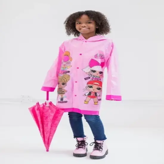 L.O.L. Surprise! Diva Neon Q.T. M.C. Swag Girls Button Down Waterproof Rain Jacket Little Kid to Big Kid image {1}