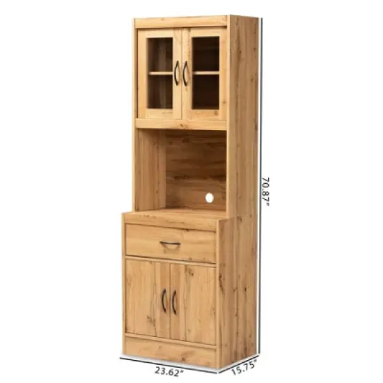 Laurana Wood Kitchen Cabinet and Hutch Oak Brown - Baxton Studio image {7}