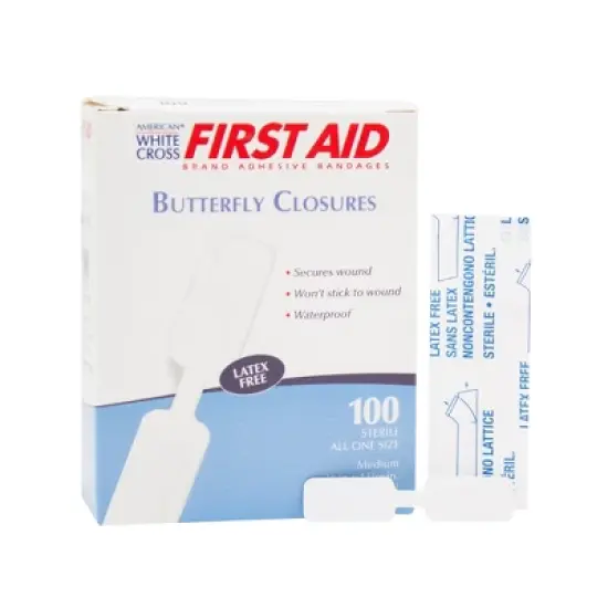 First Aid Brand Butterfly Closure Skin Strip 3/8 x 1-13/16" Sterile 1975033, 100 Ct image {2}