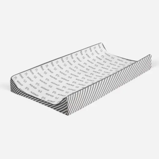 Bacati - Love Gray/White kisses n hugs Changing Pad Cover image {6}