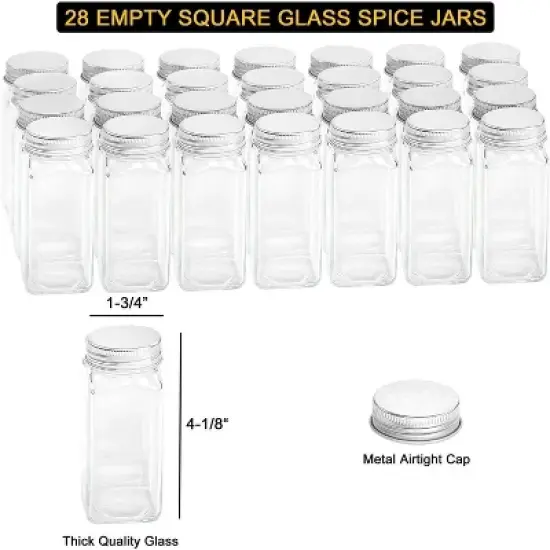 Spice Rack Organizer with 28 Jars, 386 Labels, for Cabinet, Countertop, Pantry or Wall Mount image {4}