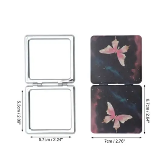 Unique Bargains Pink Butterfly Makeup Mirror Black Pink 1 Pc image {1}
