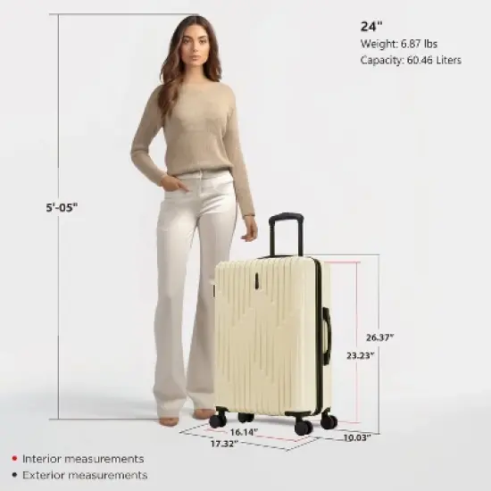 InUSA Drip Lightweight Hardside Medium Checked Spinner Suitcase - Sand image {6}