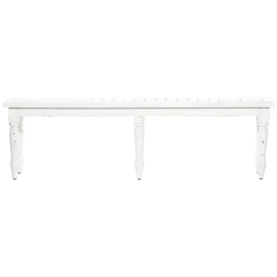 Farmhouse Long Wood Bench White - Olivia & May image {4}