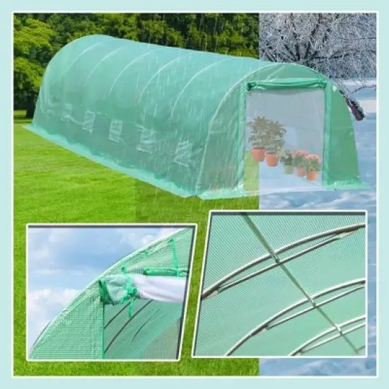 Aoodor  Large Walk-in Green House with Zippered Screen Doors image {5}