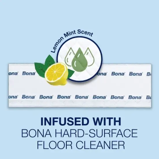 Bona Lemon Mint Cleaning Products Mop Refill Multi Surface Wet Mopping Cloths - 12ct image {2}