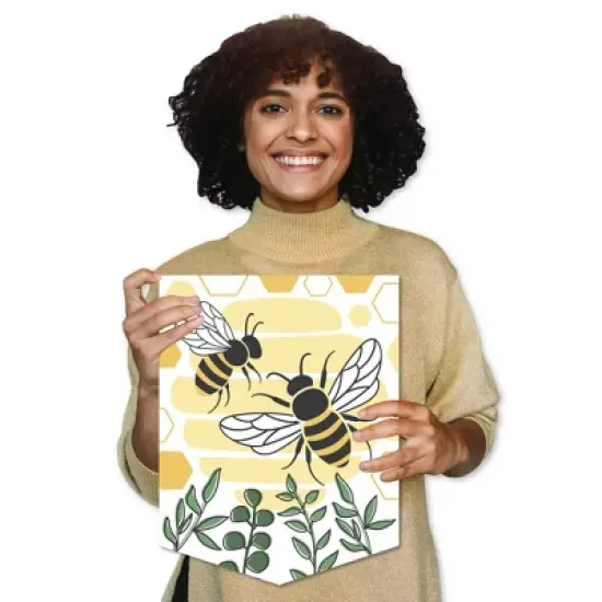 Big Dot of Happiness Little Bumblebee - Outdoor Home Decorations - Double-Sided Bee Baby Shower or Birthday Party Garden Flag - 12 x 15.25 inches image {7}