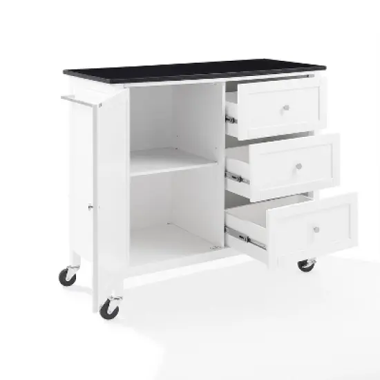Soren Granite Top Kitchen Island/Cart Black/White - Crosley image {8}