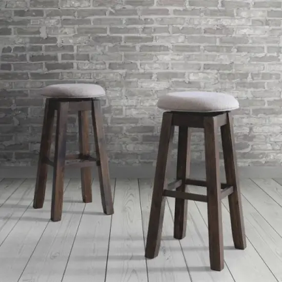 2pc 30" Steele Swivel Barstool Set Smokey Walnut - Picket House Furnishings image {3}