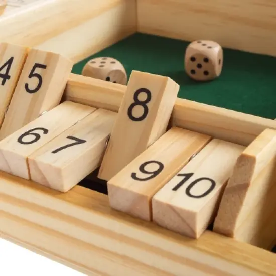 Toy Time Kids' 4-Player Wooden Shut the Box Game Set image {3}