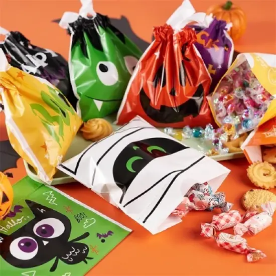 Joyfy 108 PCS Mini Halloween Drawstring Candy Bag, Party Favors Supplies, Goodie Trick or Treat Bag with 9 Character Designs for kids Classroom Gifts image {6}