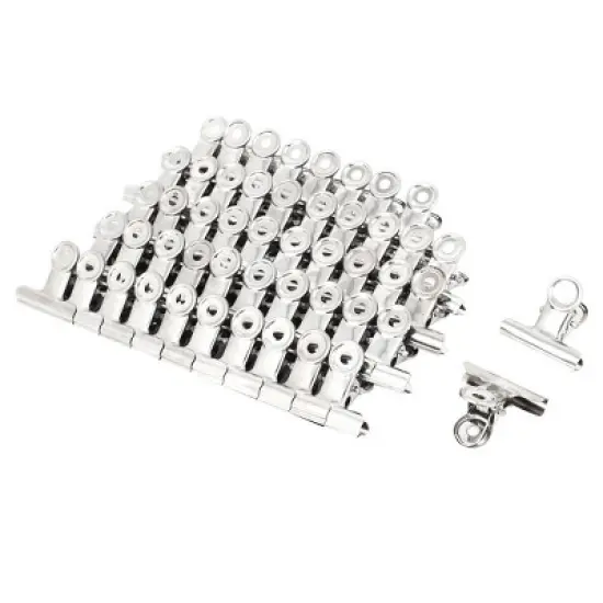 Unique Bargains Office Document Paper File Bills Binder Clips Clamp 50 Pcs 1.6" Width image {5}