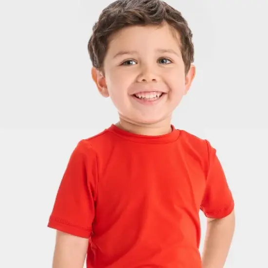 Toddler Boys' Short Sleeve Rash Guard Top - Cat & Jack&trade; Red image {2}