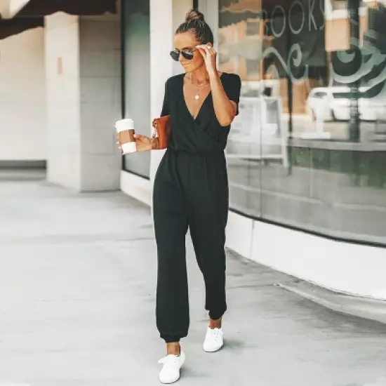 Women's Short Sleeve Wrap Loose Long Romper Jumpsuit - Cupshe image {3}