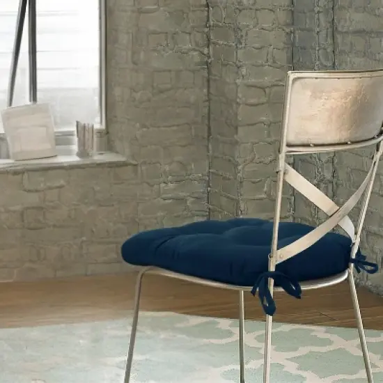 Habitat Tufted Ultra Soft Comfortable Chair Pad Pack of 2 Each 15" X 15" Navy image {5}