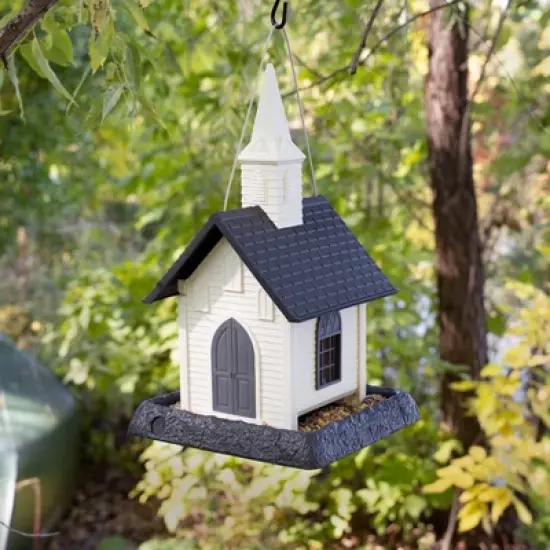 North States Church Hopper Bird Feeder 16" White image {1}