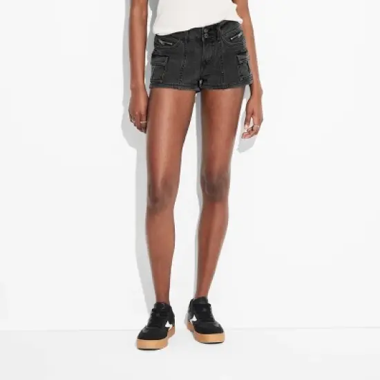 Women's Low-Rise Cargo Camp Denim Shorts - Wild Fable&trade; image {1}