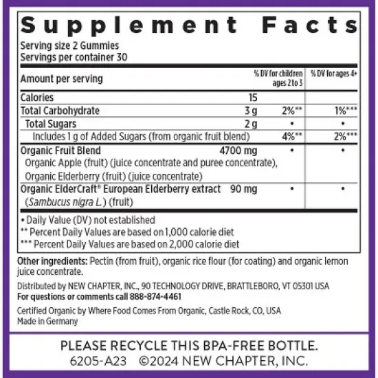 New Chapter Organic Elderberry Vegan Gummies - 60ct image {6}