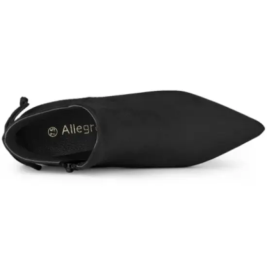 Allegra K Women's Pointed Toe Kitten Heel Ankle Booties image {4}