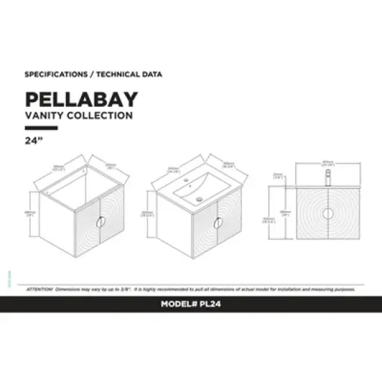Pellabay Modern Bathroom Vanity with Fluted Circular Doors - Sink Included image {12}