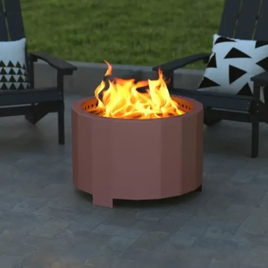 Emma and Oliver Steel Portable Smokeless Wood Burning Firepit with Waterproof Cover for Outdoor Use image {6}