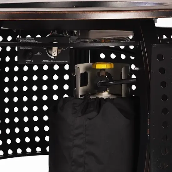 Oakland Living 5pc Deep Seating Swivel Aluminum Outdoor Patio Fire Pit Dining Set with Round Fire Table Copper image {9}