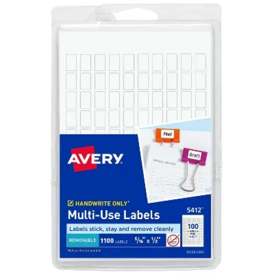 Avery Removable Multipurpose Labels 1/2"x5/16" 1100/PK White 05412 image {5}