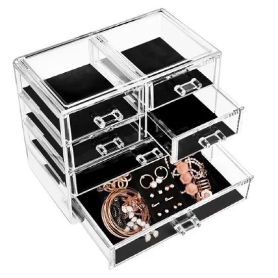 Sorbus Clear Makeup Organizer Display - Stylish Organization and Storage Case for Cosmetics, Jewelry & Hair Accessories image {7}